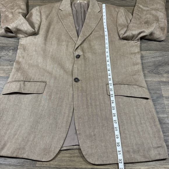 Banana Republic 100% Tan Herringbone Linen Sports Jacket 44R - Picture 7 of 16